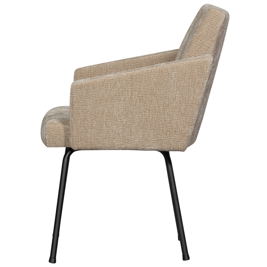 Mount eetkamerstoel met armleuning 3d chenille zand - set van 2