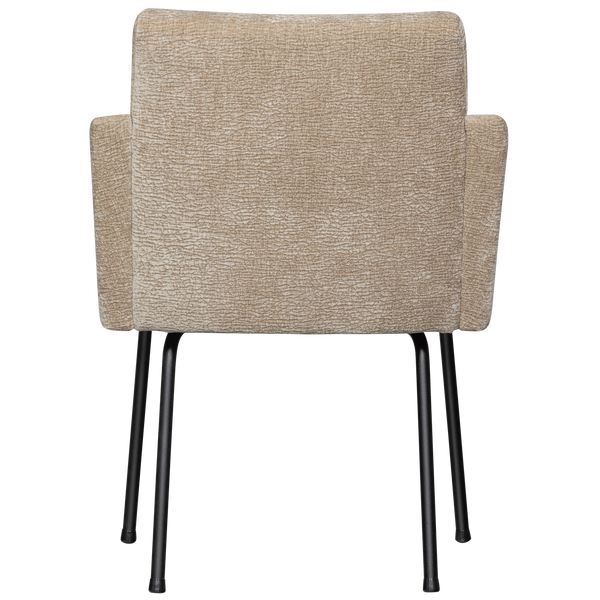 Mount eetkamerstoel met armleuning 3d chenille zand - set van 2
