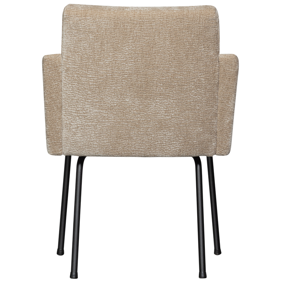 Mount eetkamerstoel met armleuning 3d chenille zand - set van 2