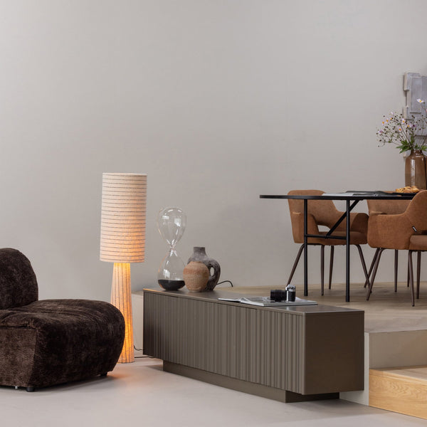 Loft vloerlamp metaal/boucle naturel met strepen 130xo30 cm
