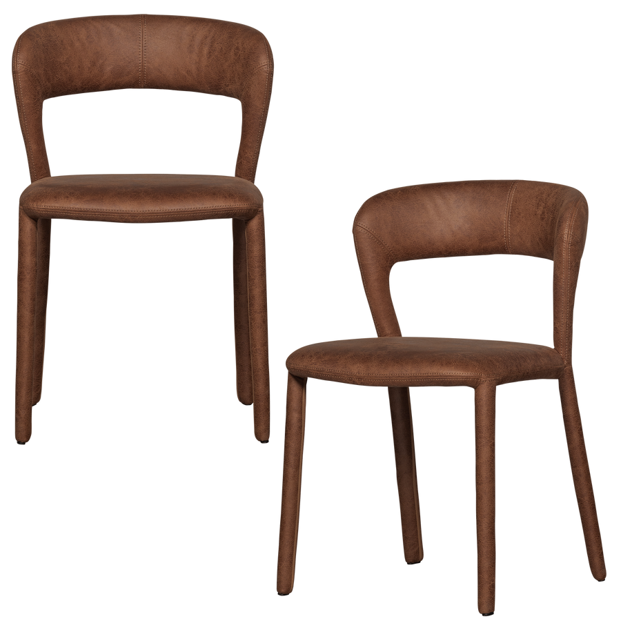 Noble eetkamerstoel leerlook cognac (set of 2)