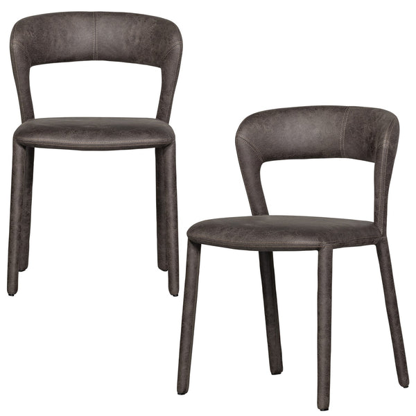 Noble eetkamerstoel leerlook zwart/grijs (set of 2)