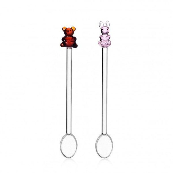 set 2 pcs spoons w/ bunny and bear