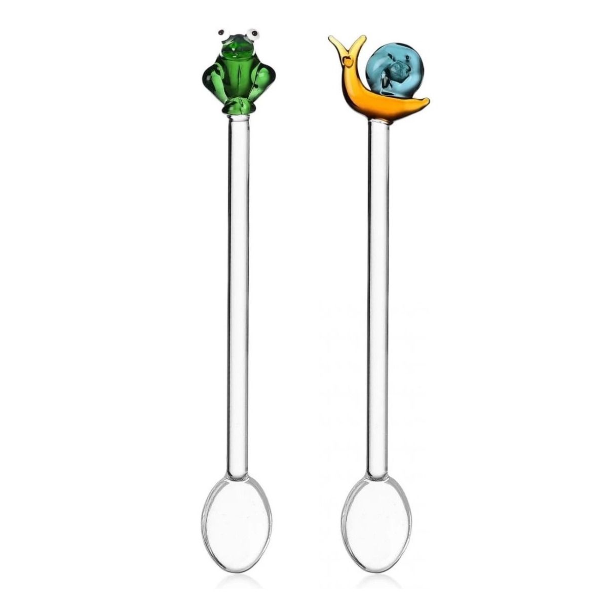 set 2 pcs spoons w/ snail and frog