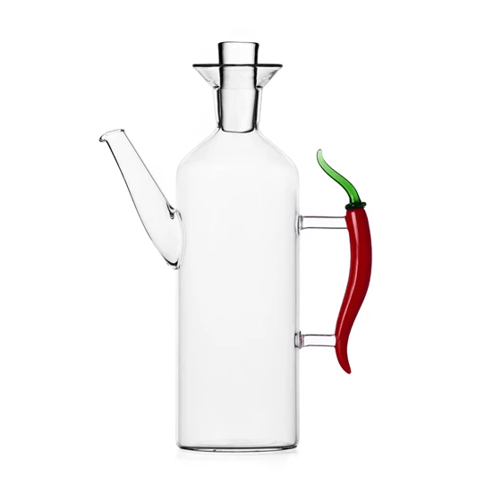 big oil bottle w/handle chili pepper