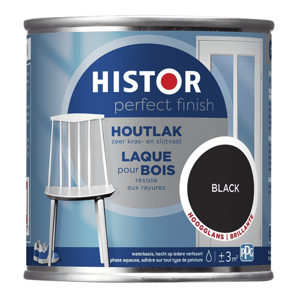 Histor pf houtlak hoogglans black 250ml black