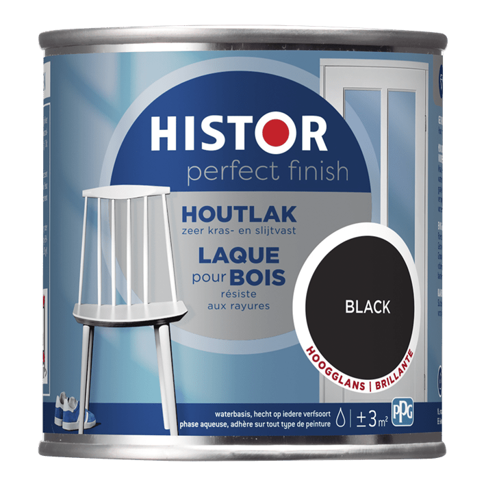 Histor pf houtlak hoogglans black 250ml black