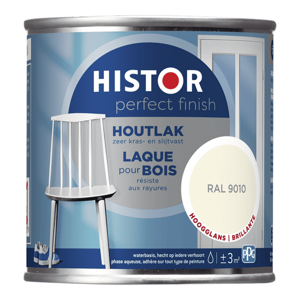 Histor pf houtlak hoogglans 9010 250ml ral 9010