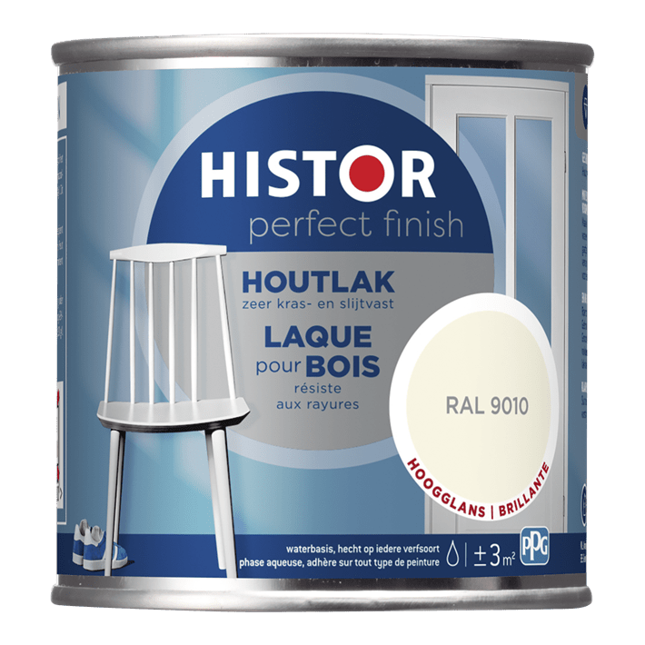 Histor pf houtlak hoogglans 9010 250ml ral 9010