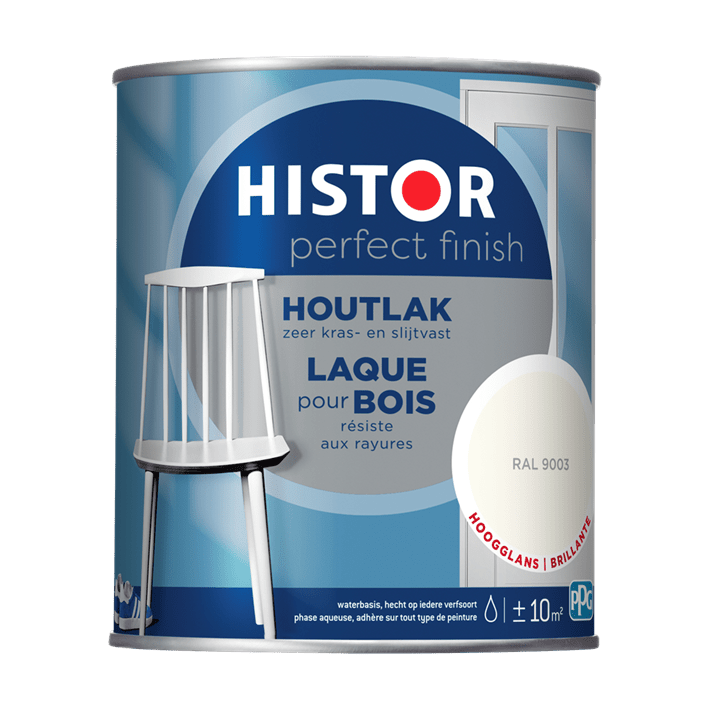 Histor pf houtlak hoogglans 9003 750ml ral 9003