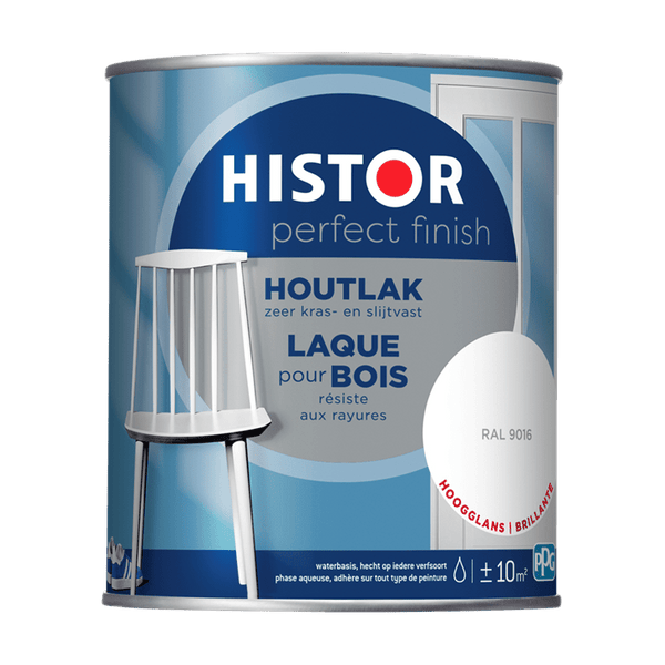 Histor pf houtlak hoogglans 9016 750ml ral 9016