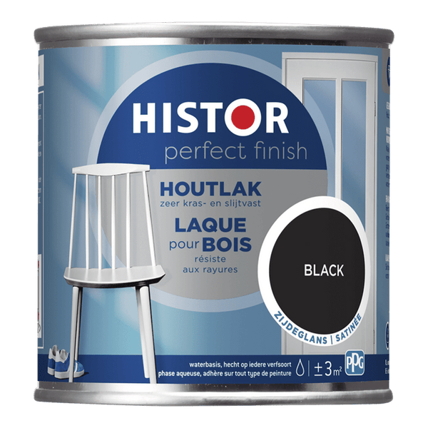 Histor pf houtlak zijdeglans black 250ml black