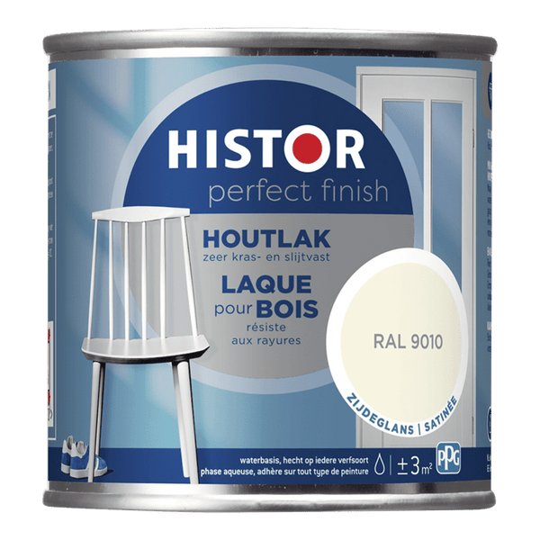 Histor pf houtlak zijdeglans 9010 250ml ral 9010
