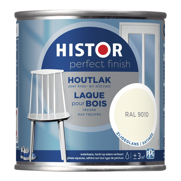 Histor pf houtlak zijdeglans 9010 250ml ral 9010