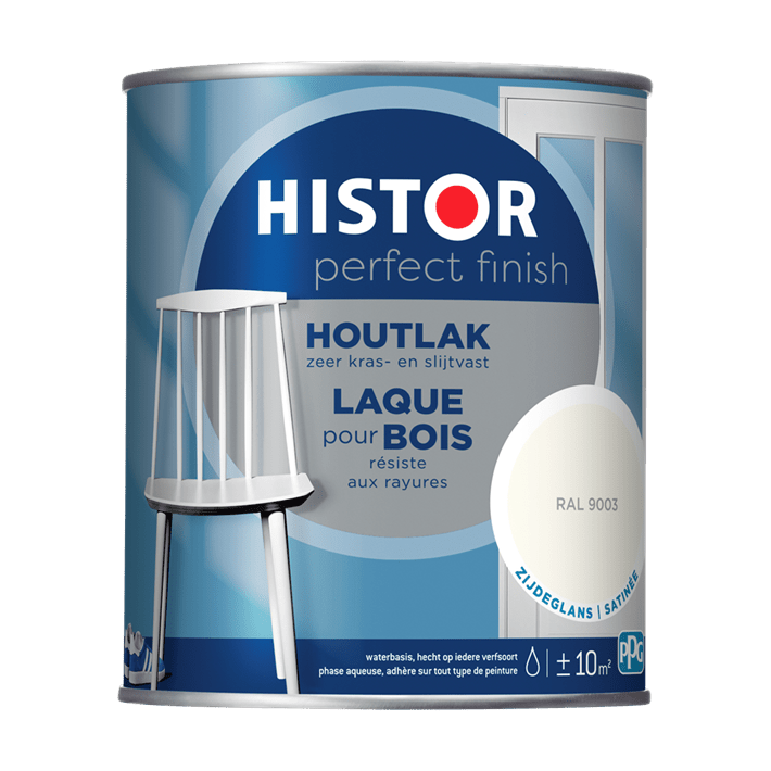 Histor pf houtlak zijdeglans 9003 750ml ral 9003
