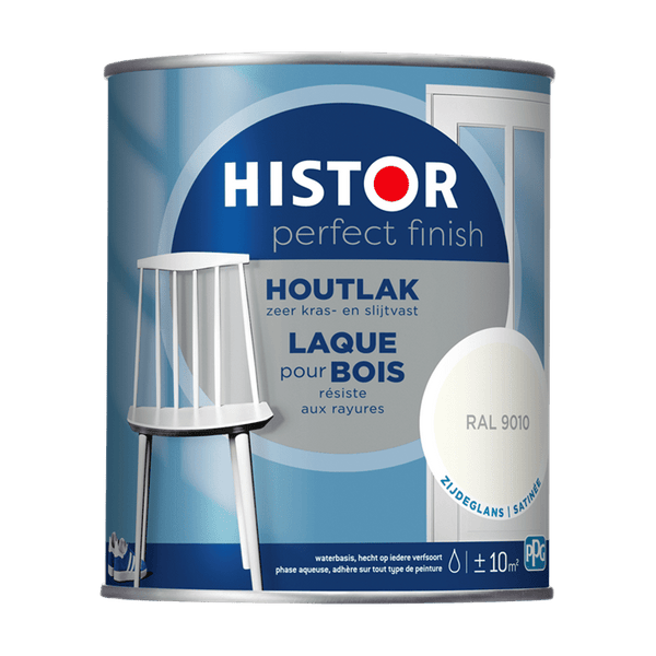 Histor pf houtlak zijdeglans 9010 750ml ral 9010