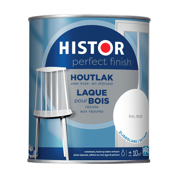 Histor pf houtlak zijdeglans 9016 750ml ral 9016