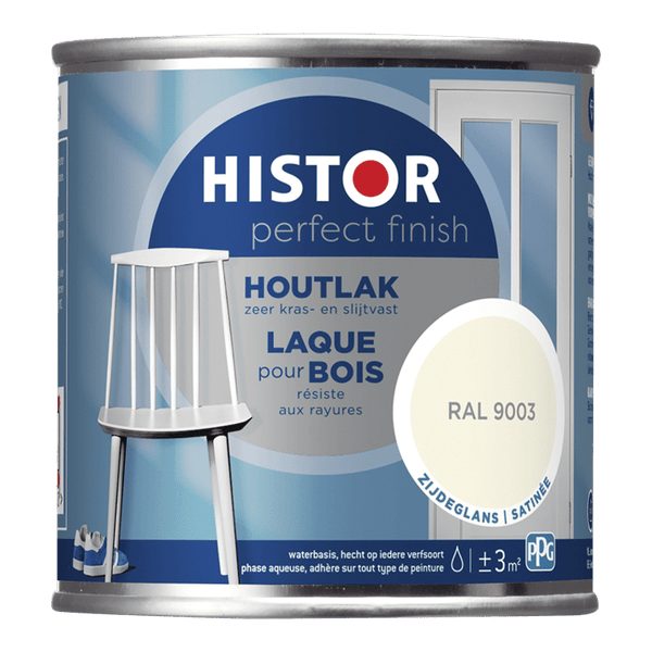Histor pf houtlak zijdeglans 9003 250ml ral 9003