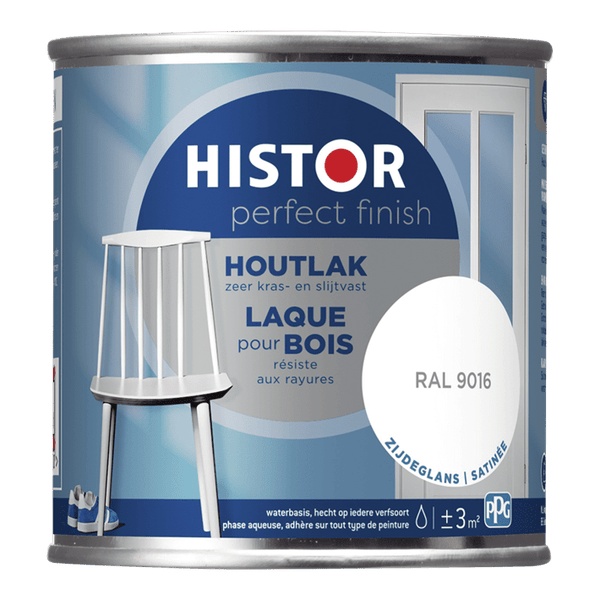 Histor pf houtlak zijdeglans 9016 250ml ral 9016