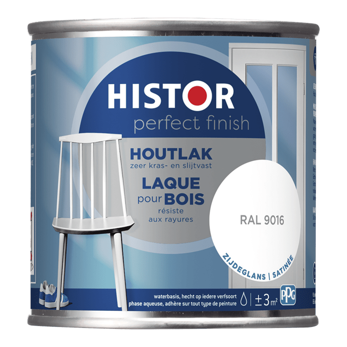 Histor pf houtlak zijdeglans 9016 250ml ral 9016