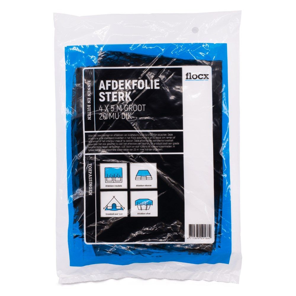 Flocx afdekfolie sterk  20mu   5 x 4 mtr 2070160102