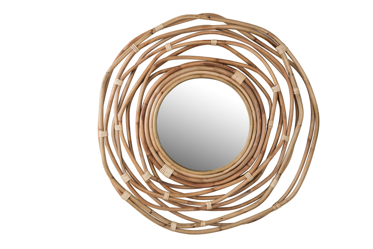 Kubu spiegel/ wandspiegel rond rotan 75x75 cm