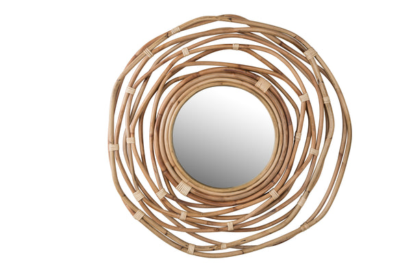 Kubu spiegel/ wandspiegel rond rotan 75x75 cm