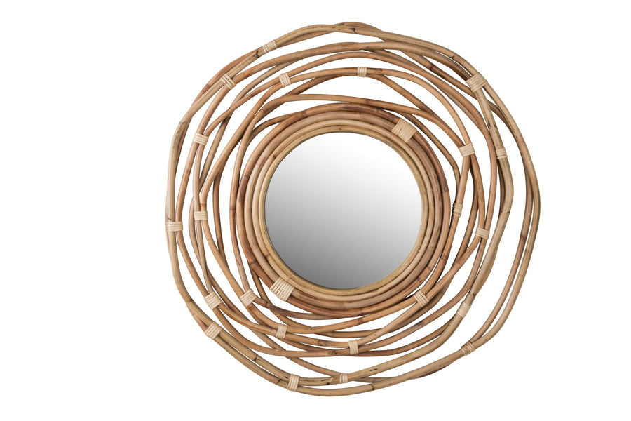 Kubu spiegel/ wandspiegel rond rotan 75x75 cm