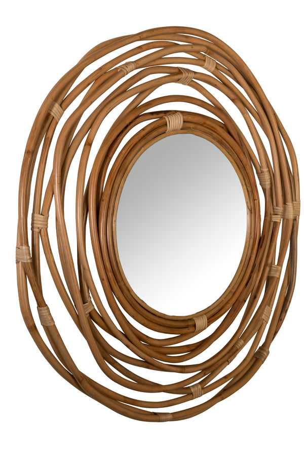 Kubu spiegel/ wandspiegel rond rotan 75x75 cm