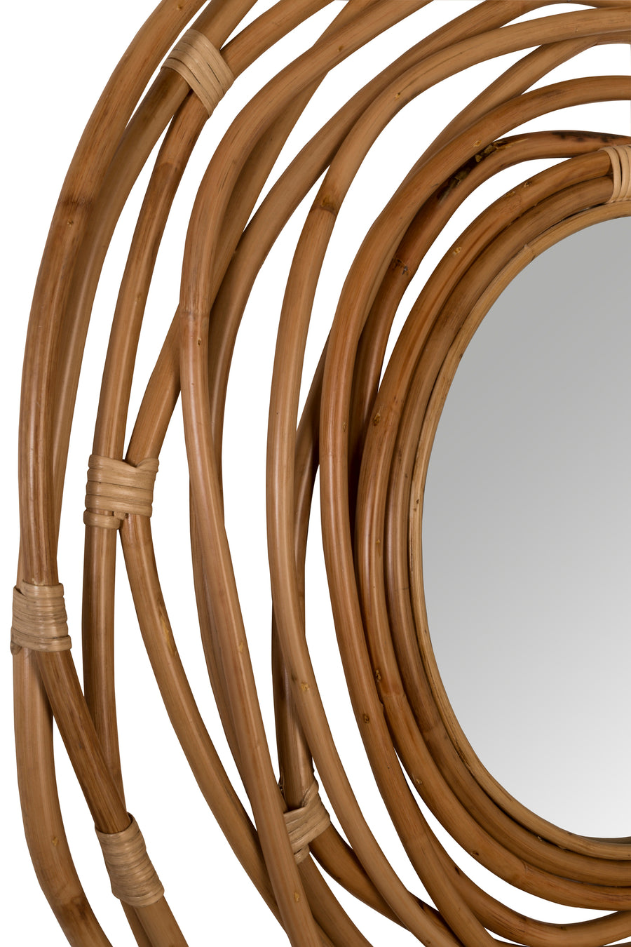 Kubu spiegel/ wandspiegel rond rotan 75x75 cm