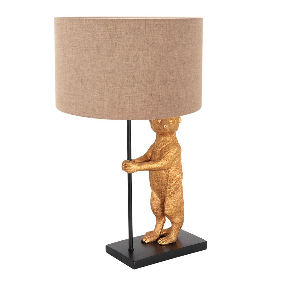 Tafellamp animaux 8224zw - speelse lamp met grijze linnen kap