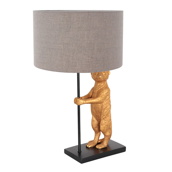 Tafellamp animaux 8224zw - speelse lamp met grijze linnen kap