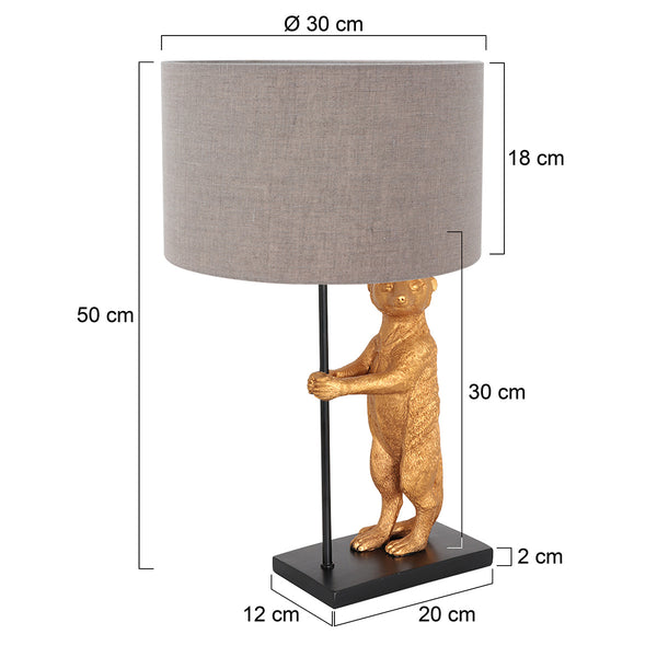 Tafellamp animaux 8224zw - speelse lamp met grijze linnen kap