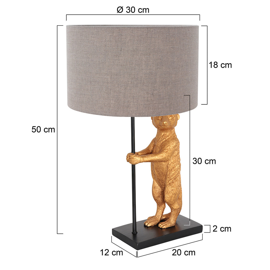 Tafellamp animaux 8224zw - speelse lamp met grijze linnen kap