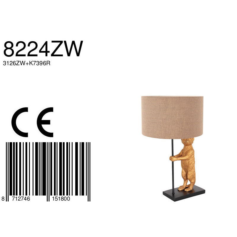 Tafellamp animaux 8224zw - speelse lamp met grijze linnen kap