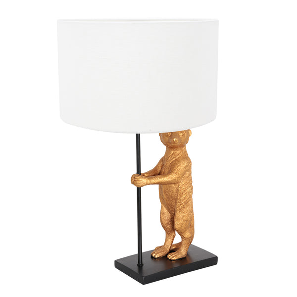 Tafellamp animaux 8225zw - charmant design met grof wit linnen kap