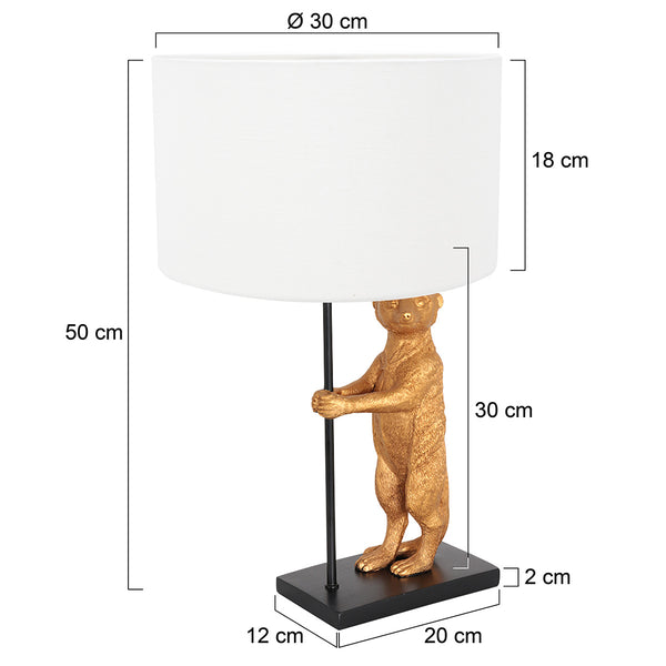 Tafellamp animaux 8225zw - charmant design met grof wit linnen kap