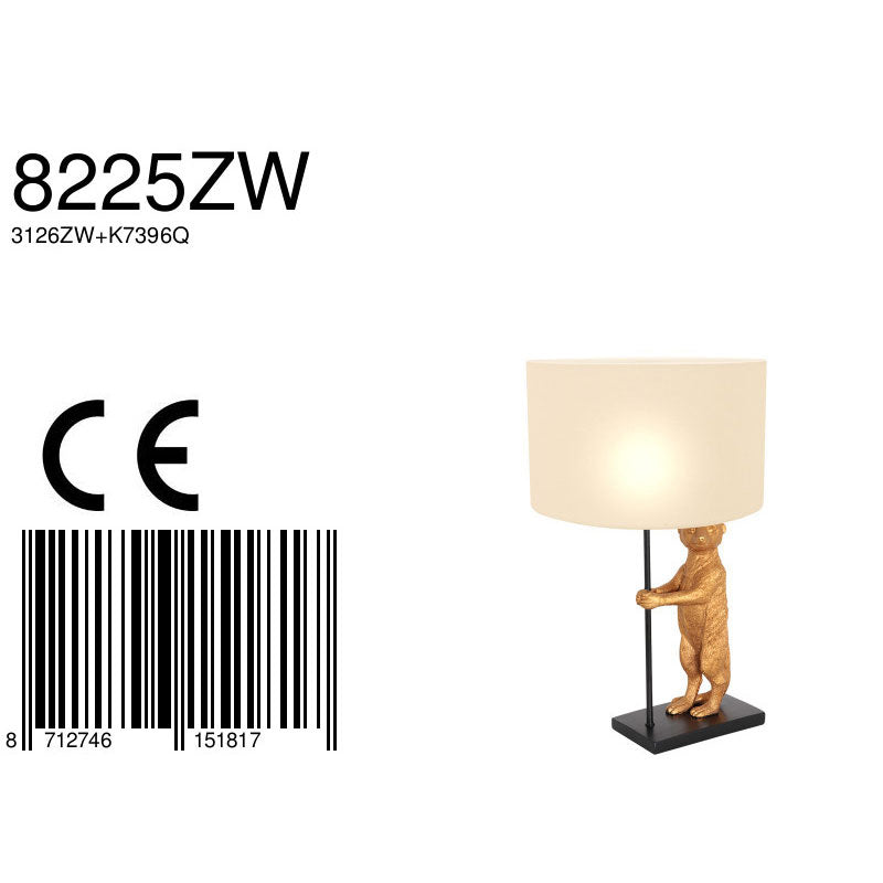 Tafellamp animaux 8225zw - charmant design met grof wit linnen kap