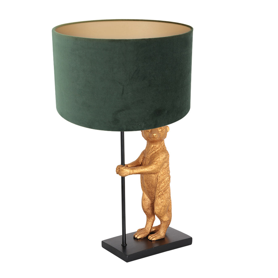 Tafellamp animaux 8226zw - stijlvol accent met groene velours kap