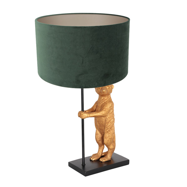 Tafellamp animaux 8226zw - stijlvol accent met groene velours kap