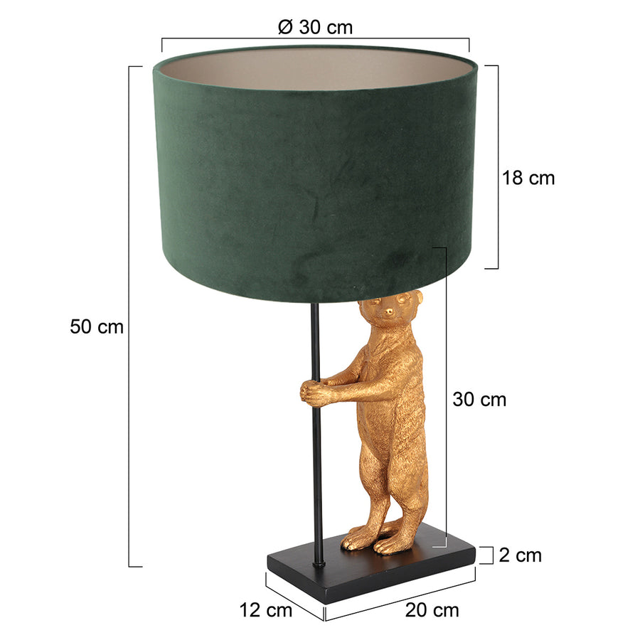 Tafellamp animaux 8226zw - stijlvol accent met groene velours kap