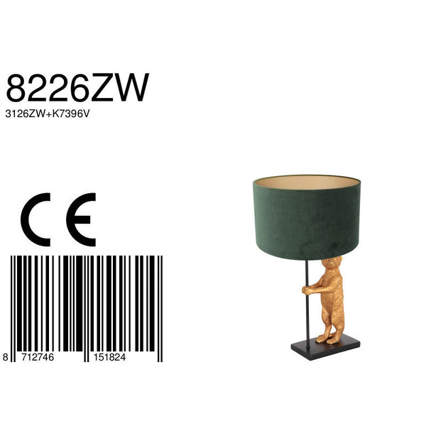 Tafellamp animaux 8226zw - stijlvol accent met groene velours kap