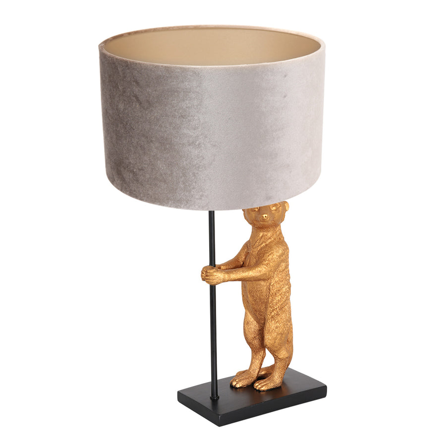 Tafellamp animaux 8227zw - luxe sfeer met grijze velours kap