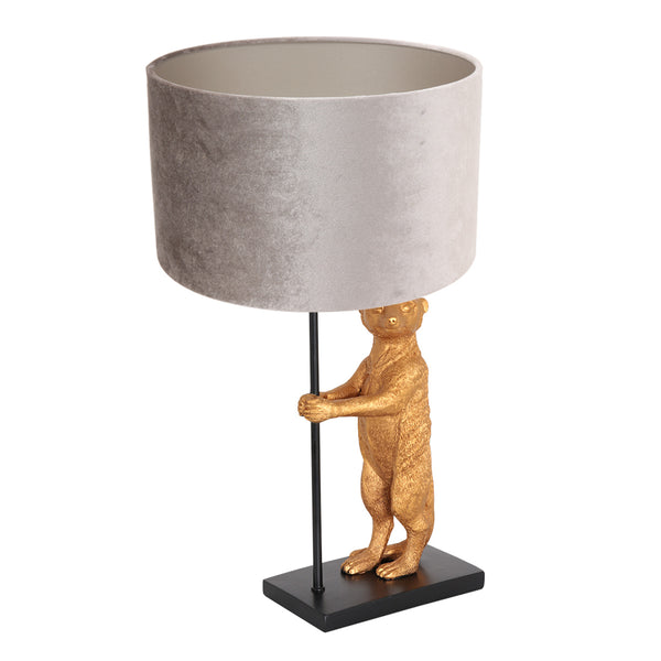 Tafellamp animaux 8227zw - luxe sfeer met grijze velours kap