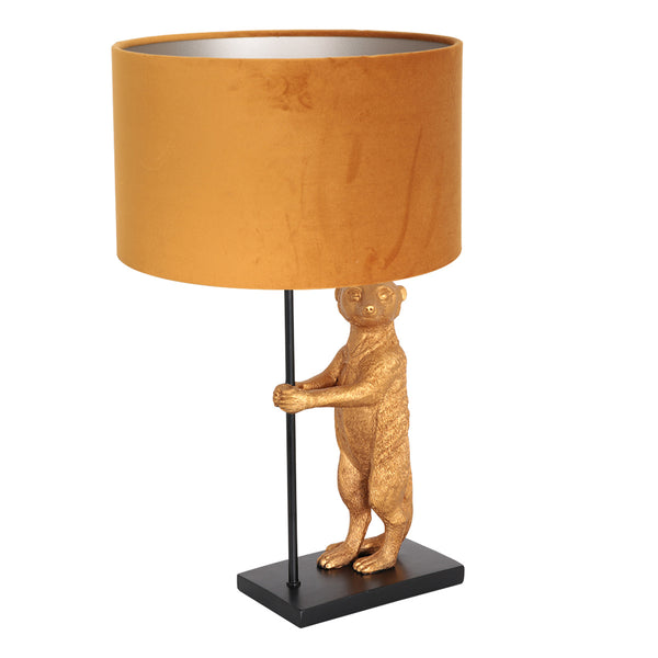 Tafellamp animaux 8228zw - warme luxe met gouden velours kap