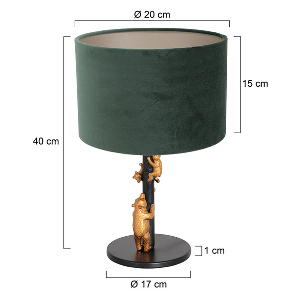 Tafellamp animaux 8233zw - speels detail groene velours kap