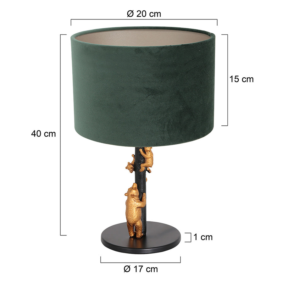 Tafellamp animaux 8233zw - speels detail groene velours kap