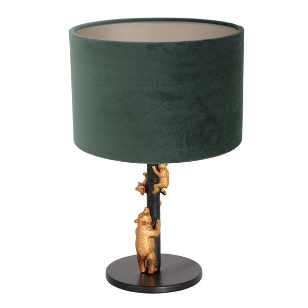 Tafellamp animaux 8233zw - speels detail groene velours kap