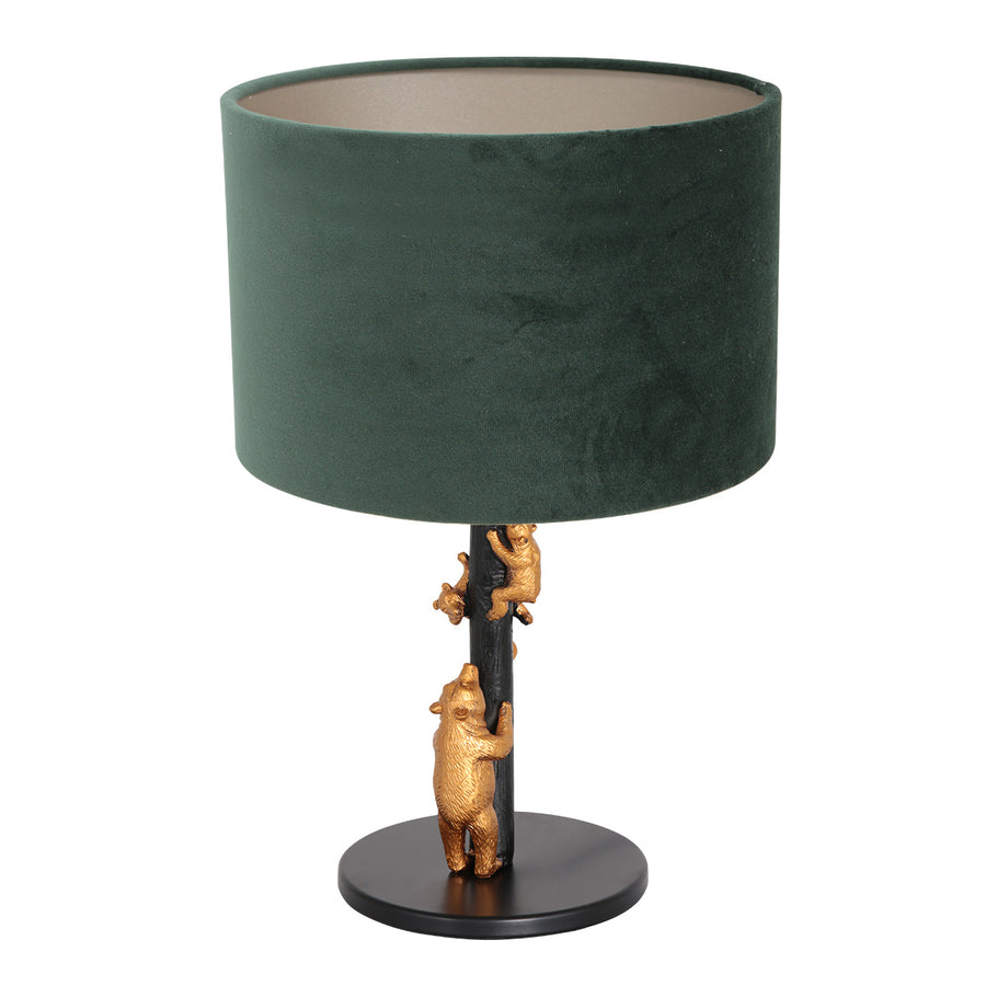 Tafellamp animaux 8233zw - speels detail groene velours kap
