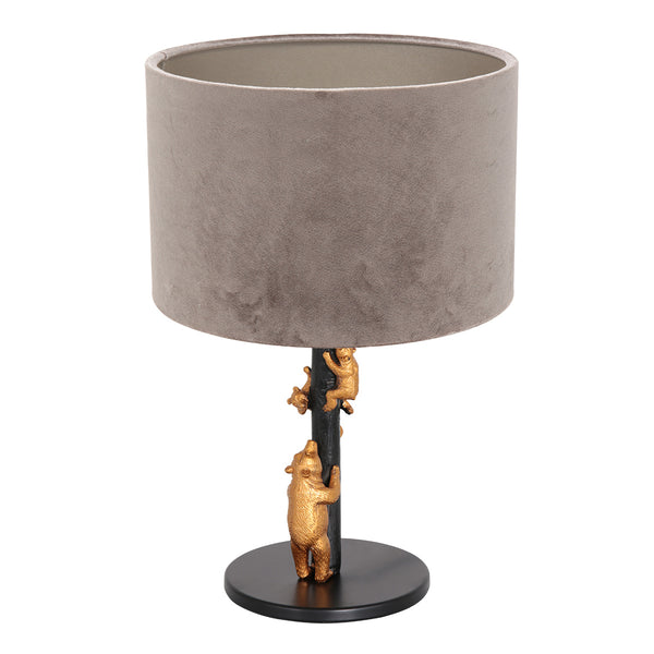 Tafellamp animaux 8234zw - stijlvol accent grijze velours kap